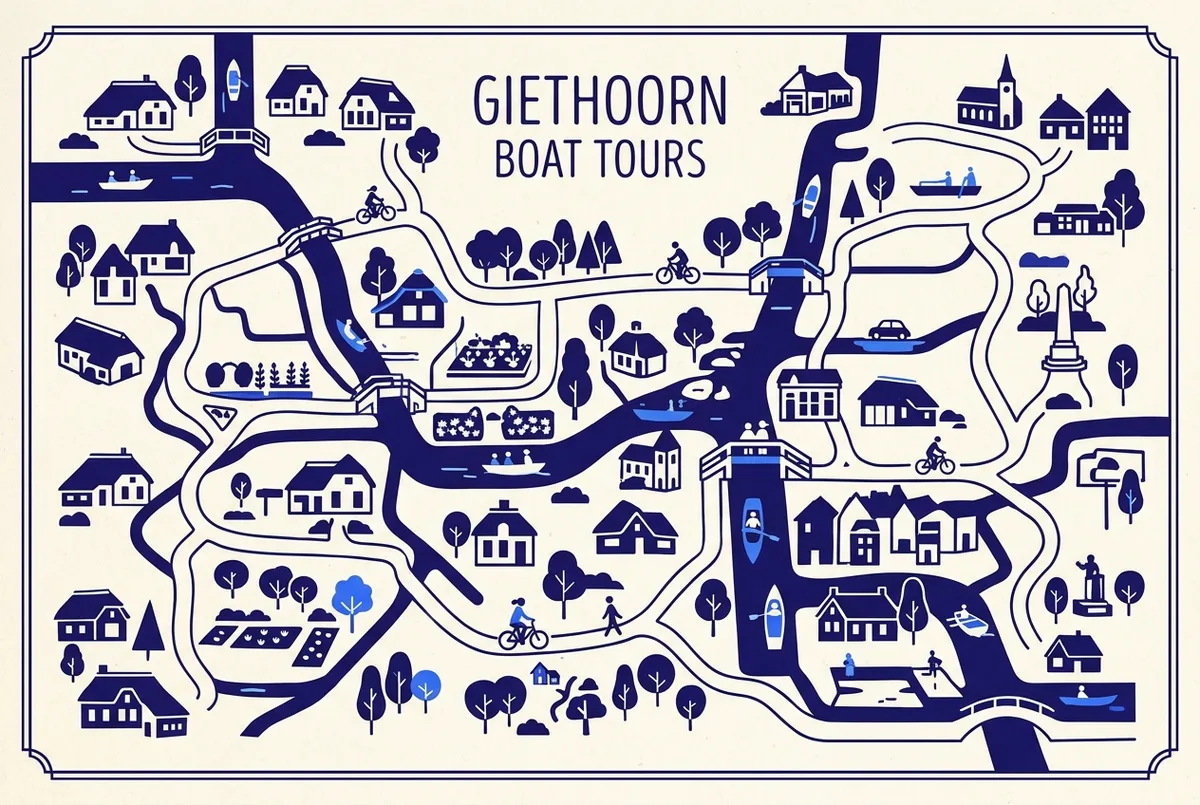 Infographic met vier boot en voertuigsilhouetten, rondvaartboot, fluisterboot, bus en busje, met eenvoudige prijsklasse pictogrammen laag, gemiddeld en hoog in plaats van bedragen, platte infographic stijl, alleen algemene labels