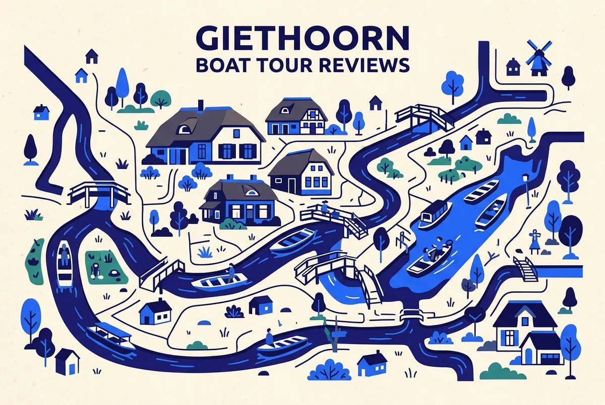 illustrated map of Giethoorn highlights for Giethoorn Boat Tour Reviews: What Past Visitors Say, giethoorn boat rental reviews