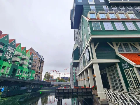 Colorful Lego-style Inntel Hotel photo stop in Zaandam